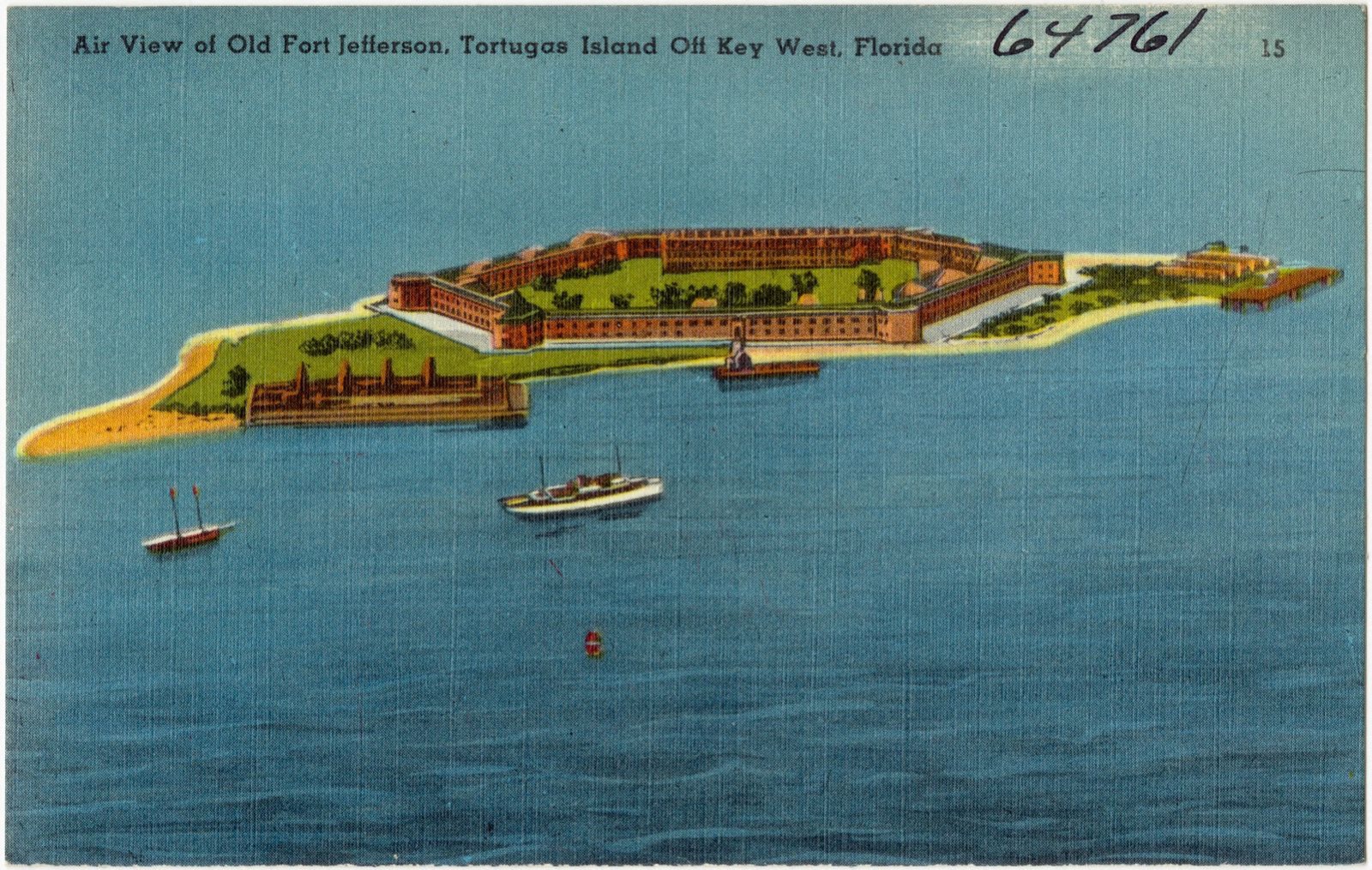 Air view of Old Fort Jefferson, Tortugas Island off Key West, Florida, Boston Public Library - undated