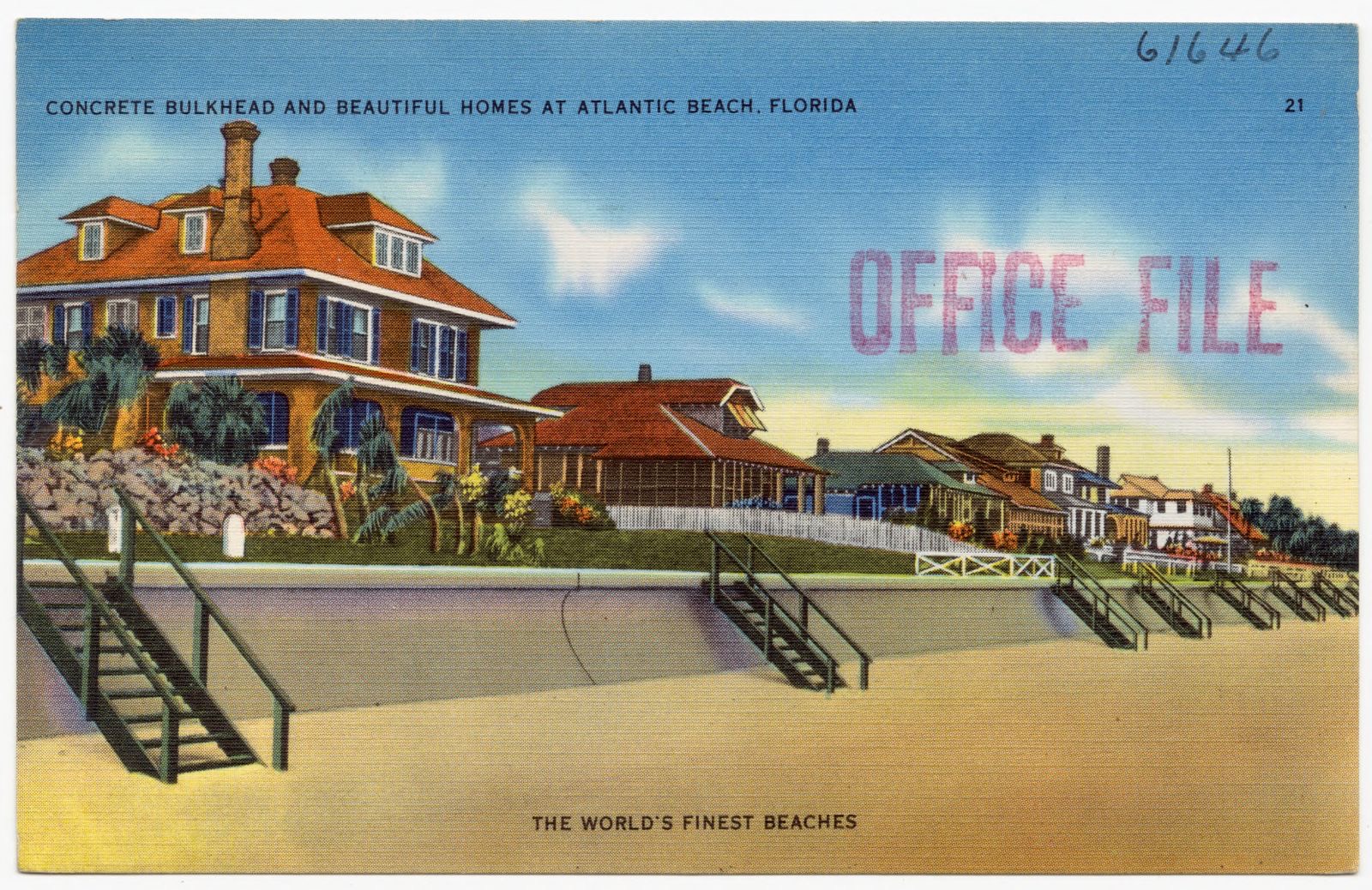 Concrete bulkhead and beautiful homes at Atlantic Beach, Florida, Boston Public Library - undated
