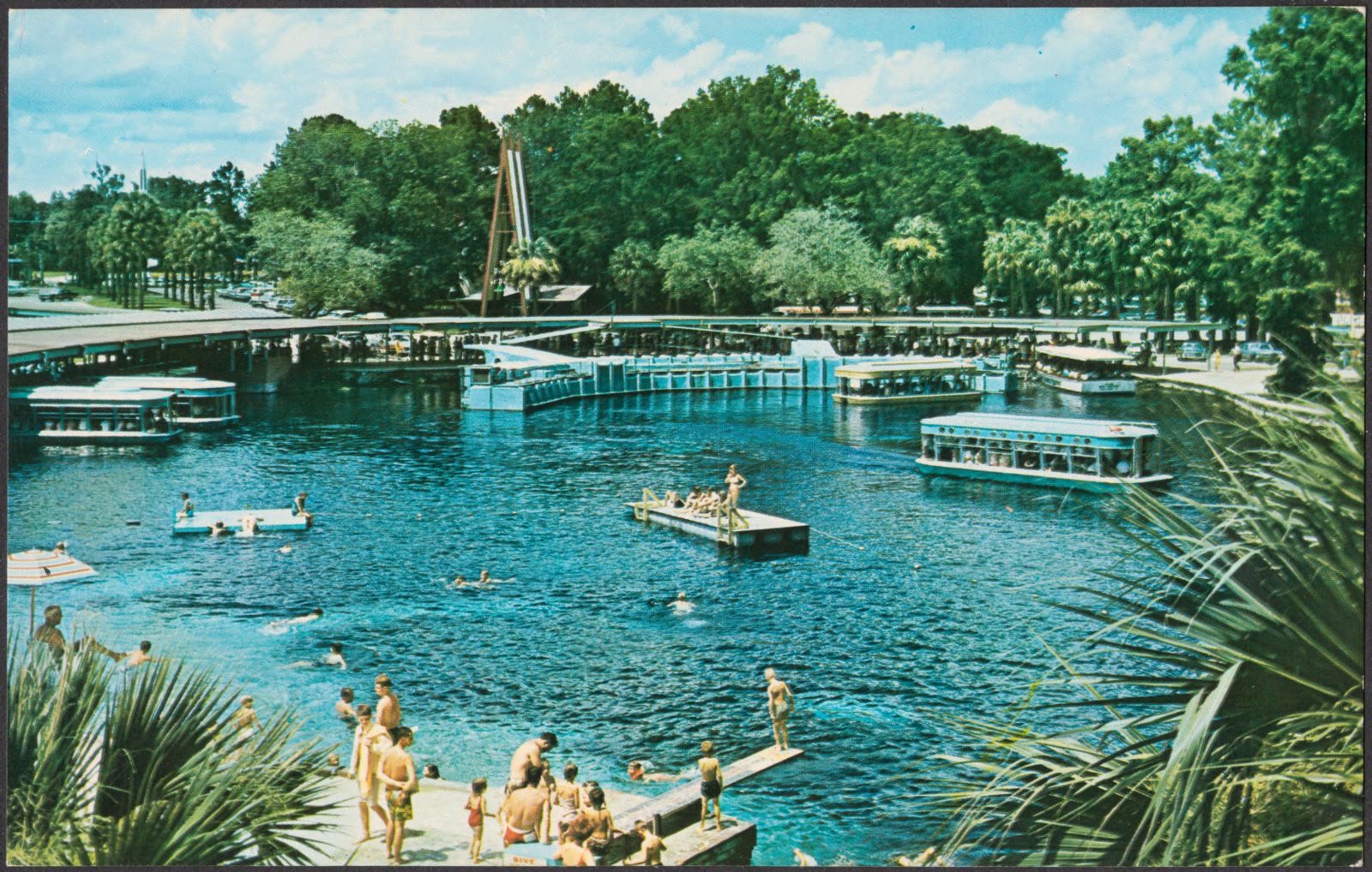 This is the main spring at Florida's world-famous Silver Springs, showing the administration buildings, boat docks and the aquarium, Boston Public Library - undated