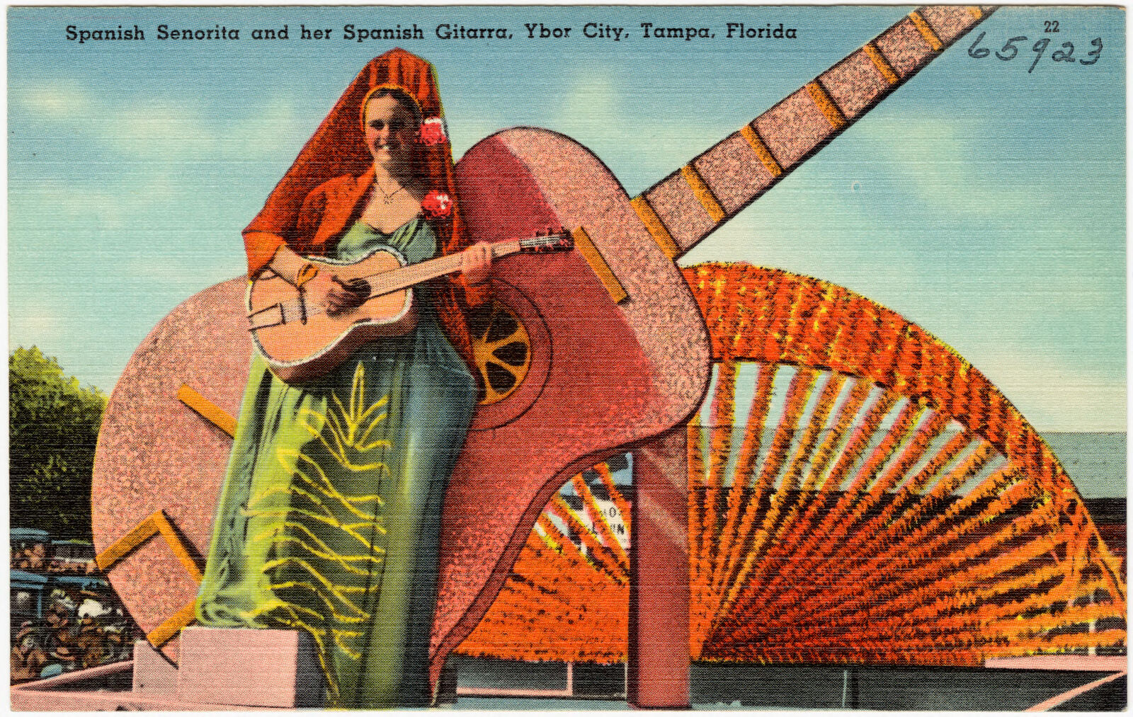 Spanish senorita and her Spanish gitarra, Ybor City, Tampa, Florida, Boston Public Library - undated