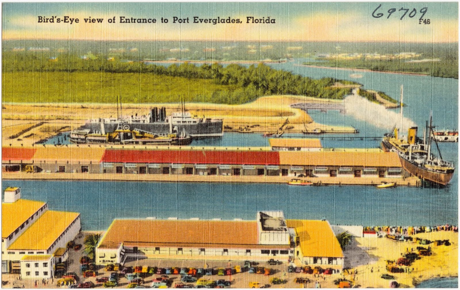 Bird's-eye view of entrance to Port Everglades, Florida, Boston Public Library - undated