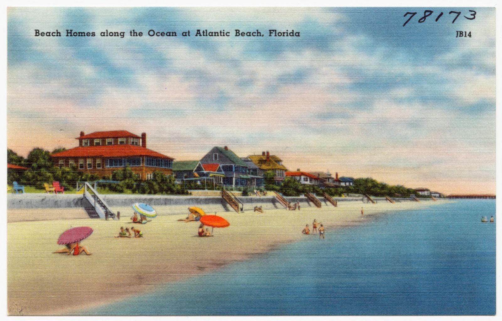 Beach homes along the ocean at Atlantic Beach, Florida, Boston Public Library - undated