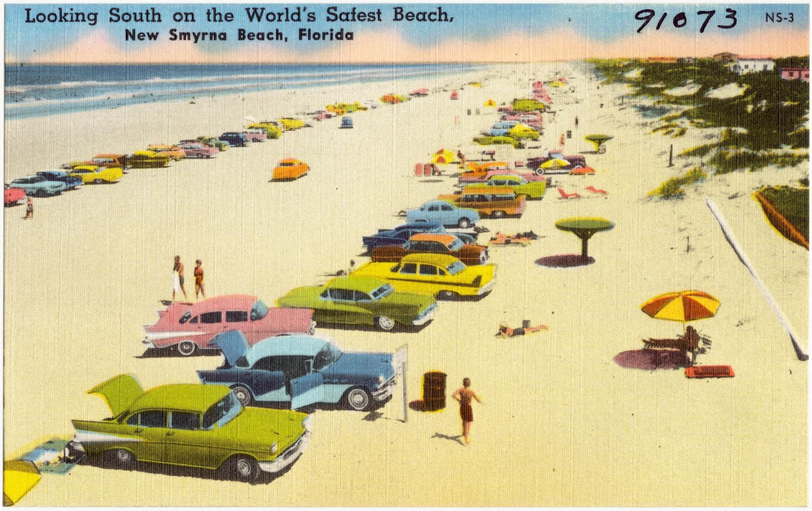 Looking south on the world's safest beach, New Smyrna Beach, Florida, Boston Public Library - undated