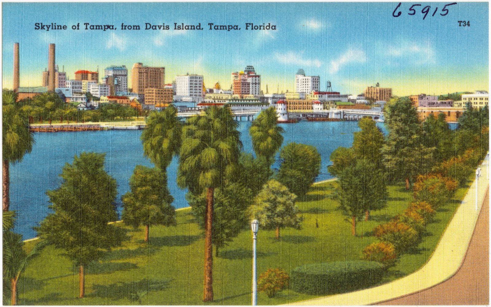 Skyline of Tampa, from Davis Island, Tampa, Florida, Boston Public Library - undated