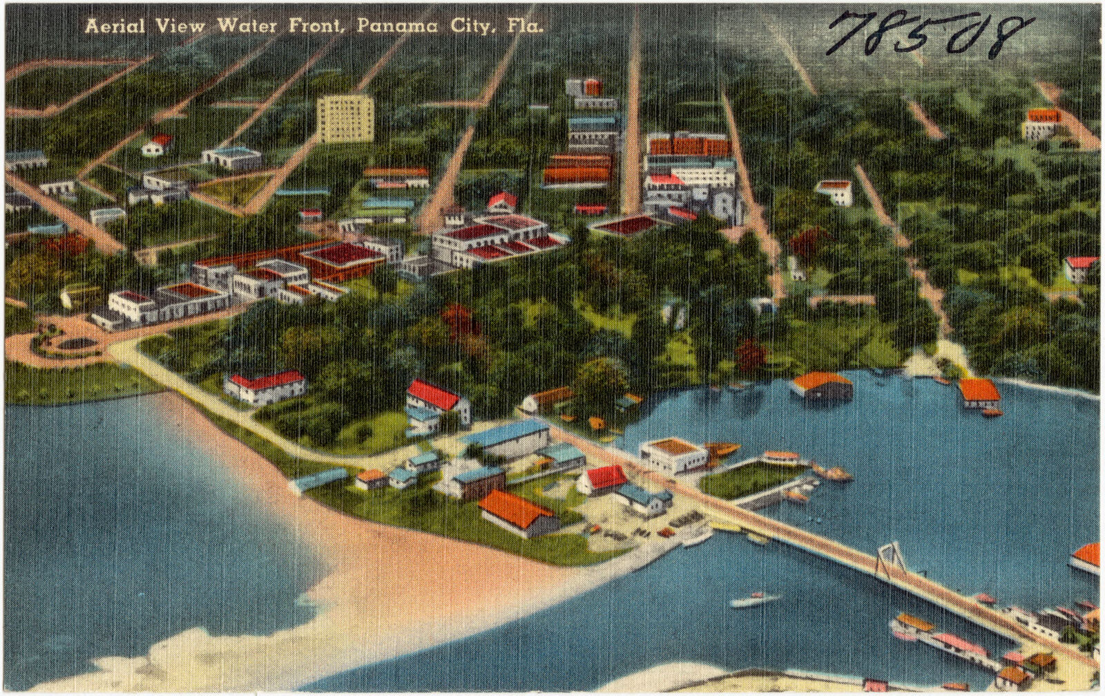 Aerial view water front, Panama City, Florida, Boston Public Library - undated