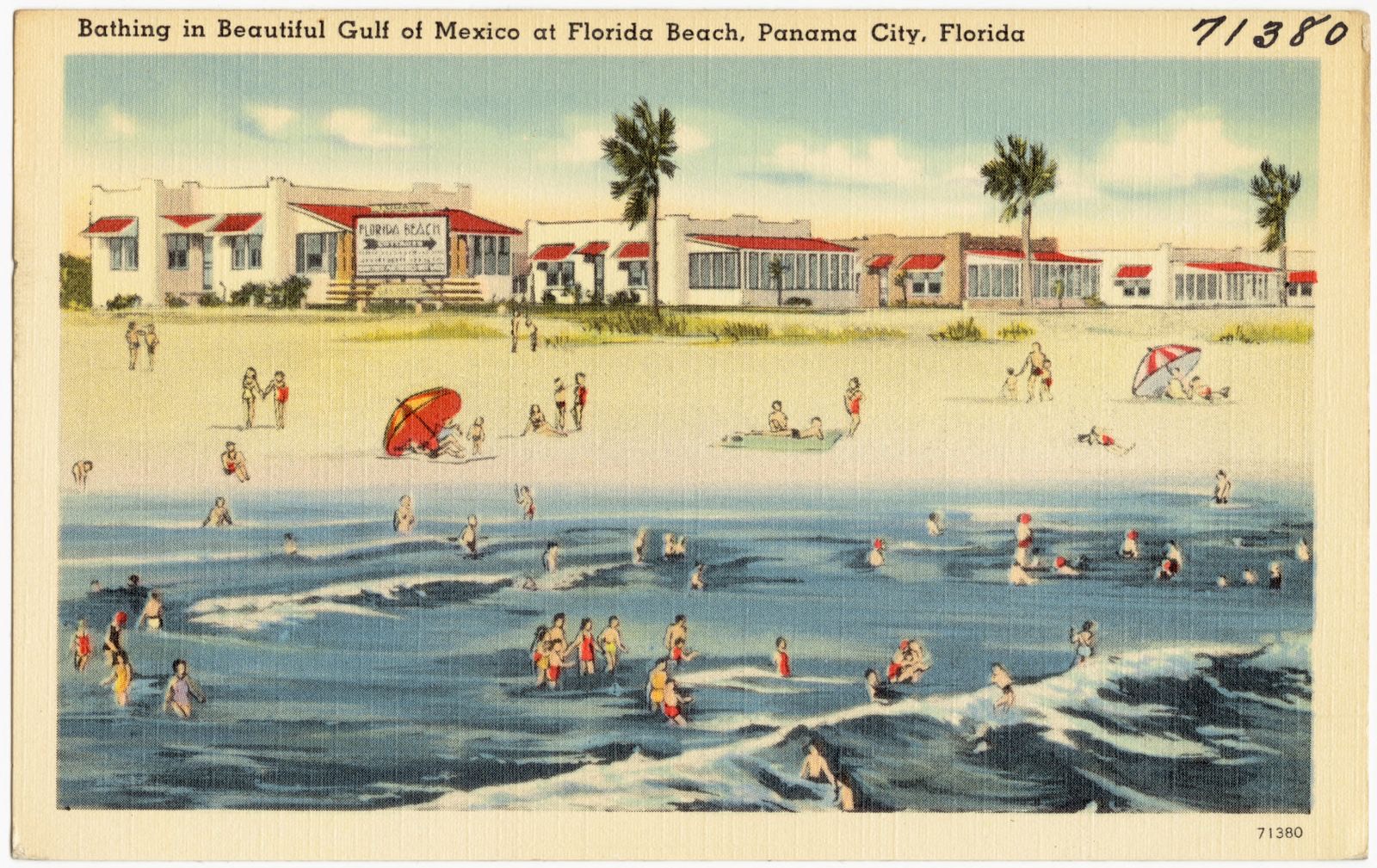 Bathing in beautiful Gulf of Mexico at Florida Beach, Panama City, Florida, Boston Public Library - undated