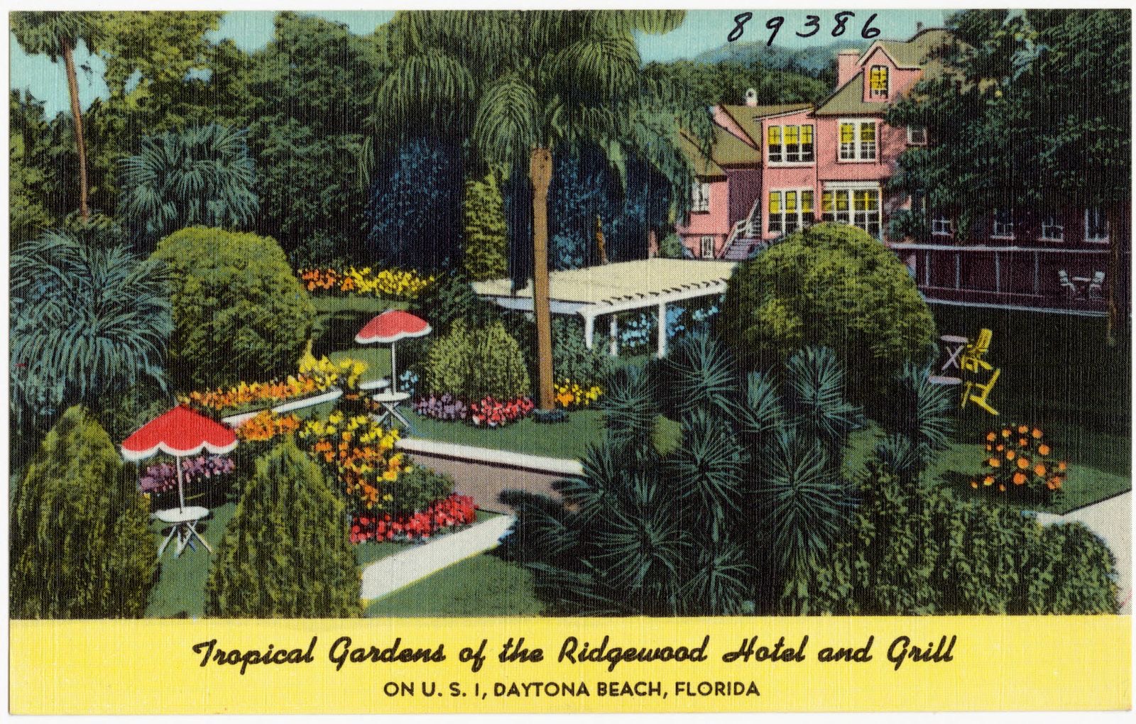 Tropical gardens of the Ridgewood Hotel and Grill, on U.S. 1, Daytona Beach, Florida, Boston Public Library - undated