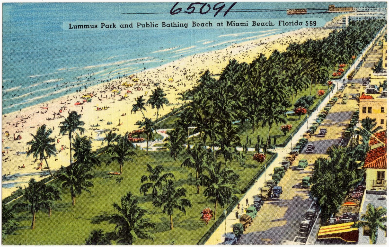 Lummus Park and public bathing beach at Miami Beach, Florida, Boston Public Library - undated
