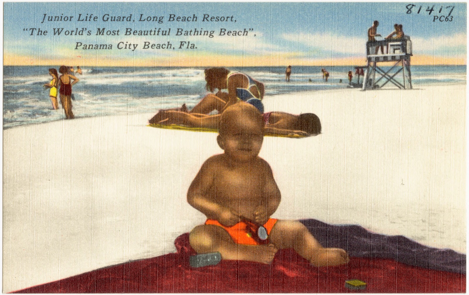 Junior life guard, Long Beach Resort, "the world's most beautiful bathing beach," Panama City, Florida, Boston Public Library - undated