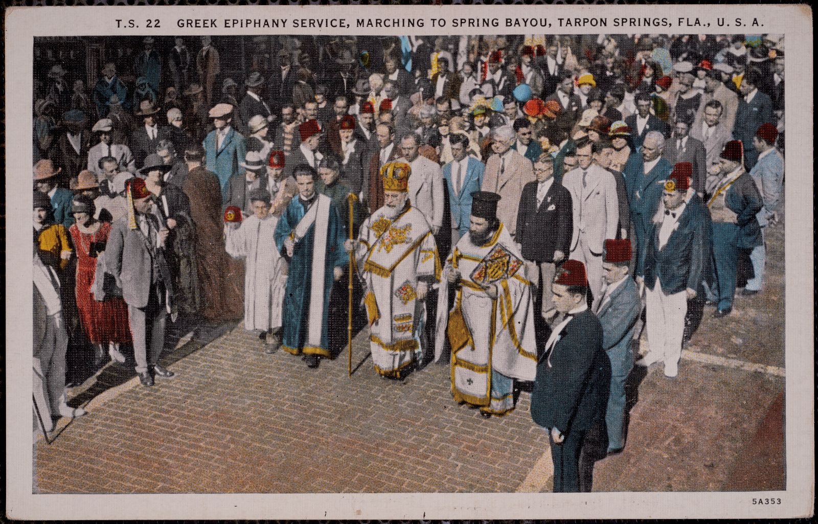 Greek Epiphany service, marching to Spring Bayou, Tarpon Springs, Fla., U. S. A., Boston Public Library - undated