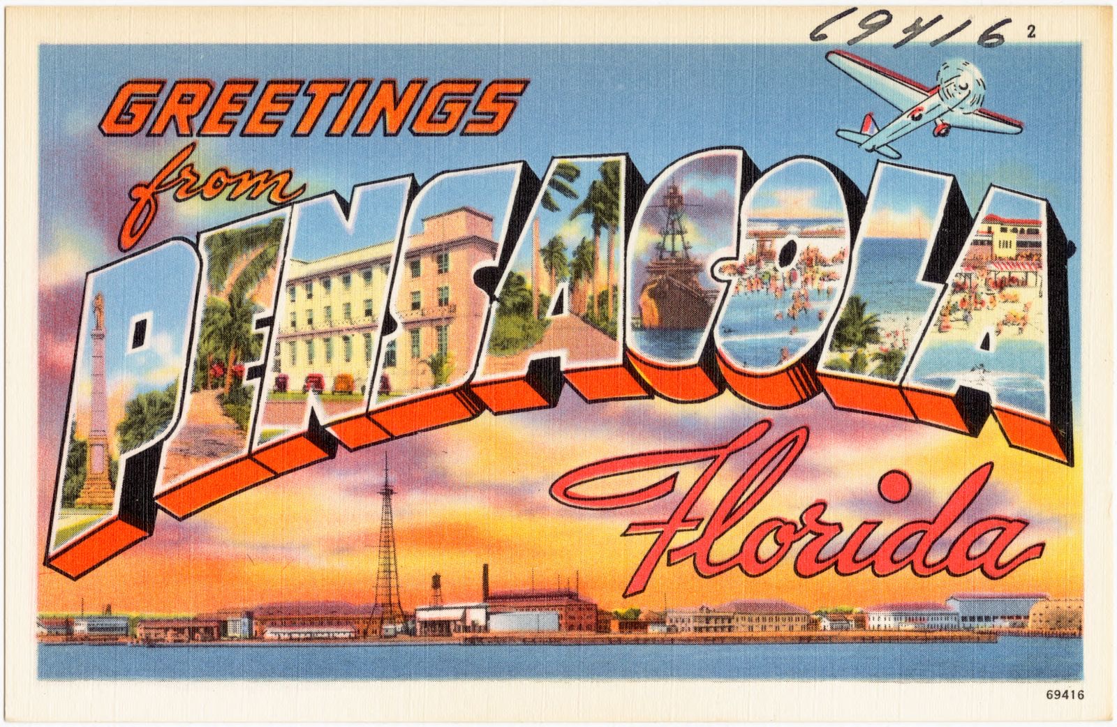 Greetings from Pensacola, Florida, Boston Public Library - undated