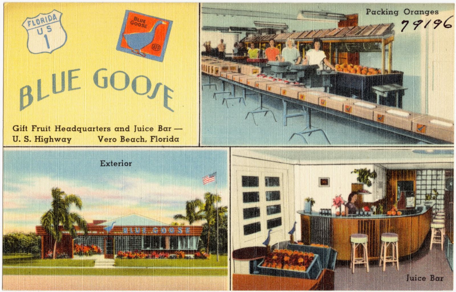 Blue Goose, gift fruit headquarters and juice bar, U.S. highway, Vero Beach, Florida, Boston Public Library - undated