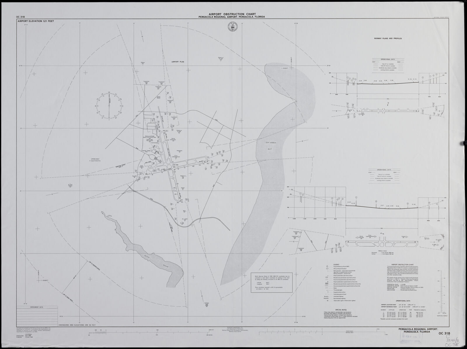 Airport obstruction chart OC 318, Pensacola Regional Airport, Pensacola, Florida, Boston Public Library - undated