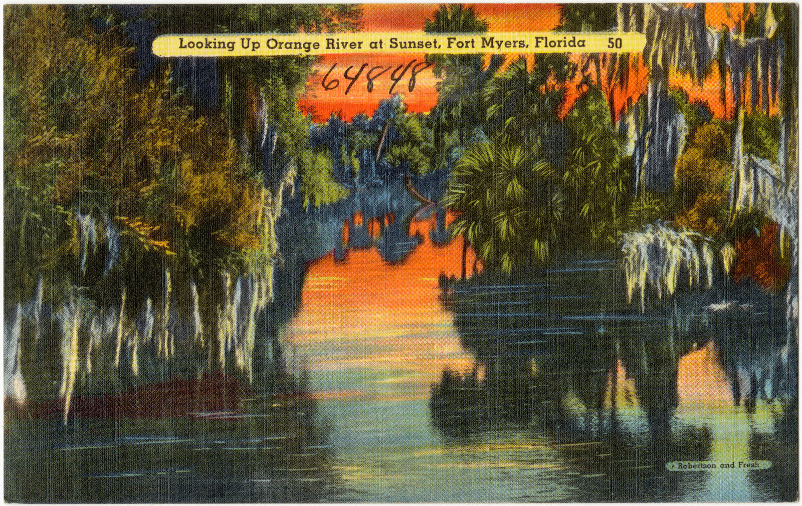 Looking up Orange River at Sunset, Fort Myers, Florida, Boston Public Library - undated