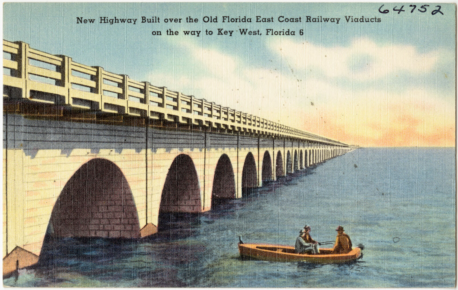 New highway built over the old Florida East Coast Railway viaducts on the way to Key West, Florida, Boston Public Library - undated