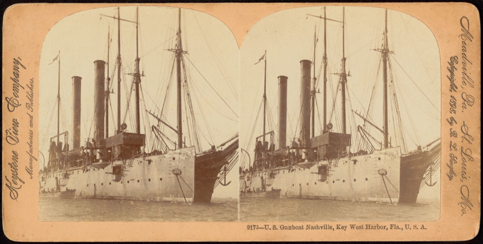 U.S. gunboat Nashville, Key West Harbor, Fla., U.S.A., Boston Public Library - undated