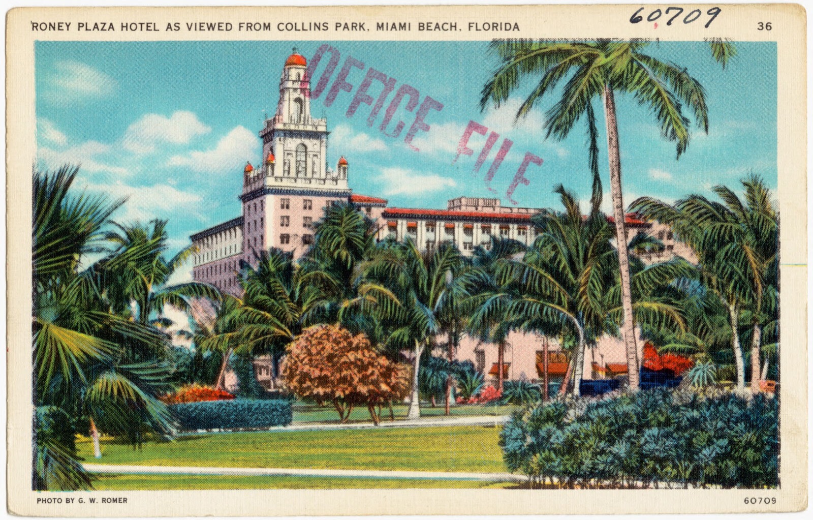 Roney Plaza Hotel as viewed from Collins Park, Miami Beach, Florida, Boston Public Library - undated