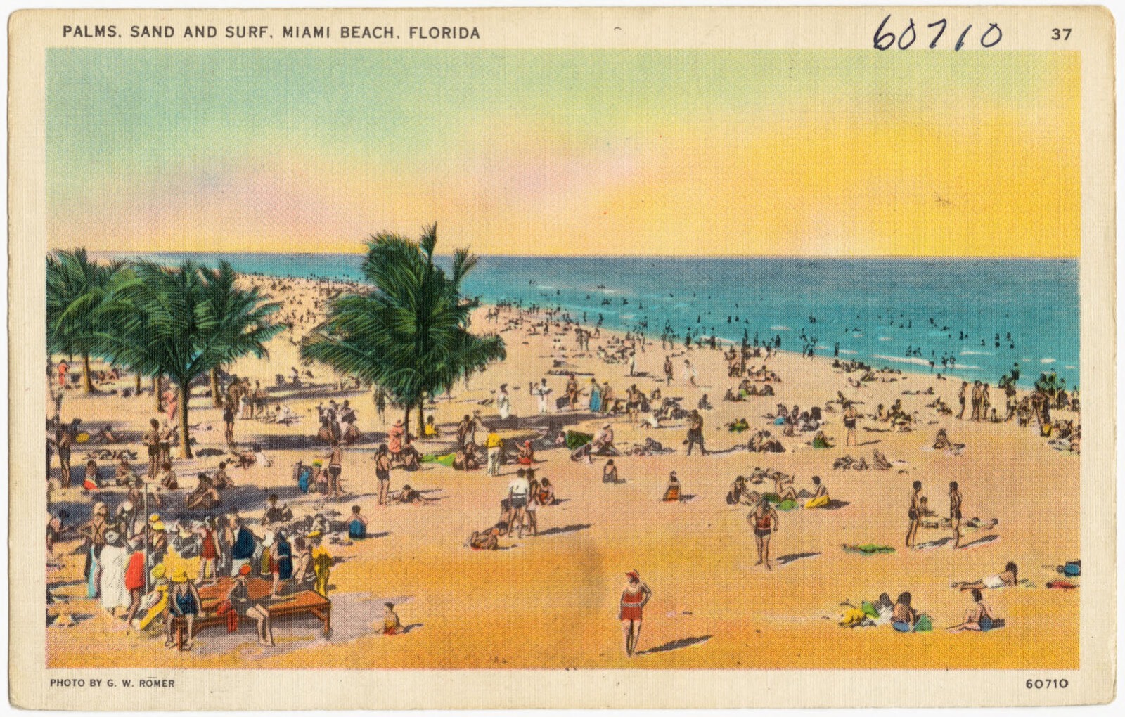 Palms, sand, and surf, Miami Beach, Florida, Boston Public Library - undated