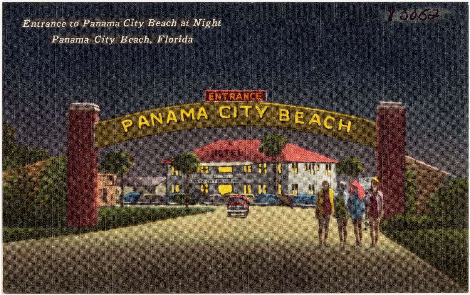 Entrance to Panama City Beach at night, Panama City, Florida, Boston Public Library - undated