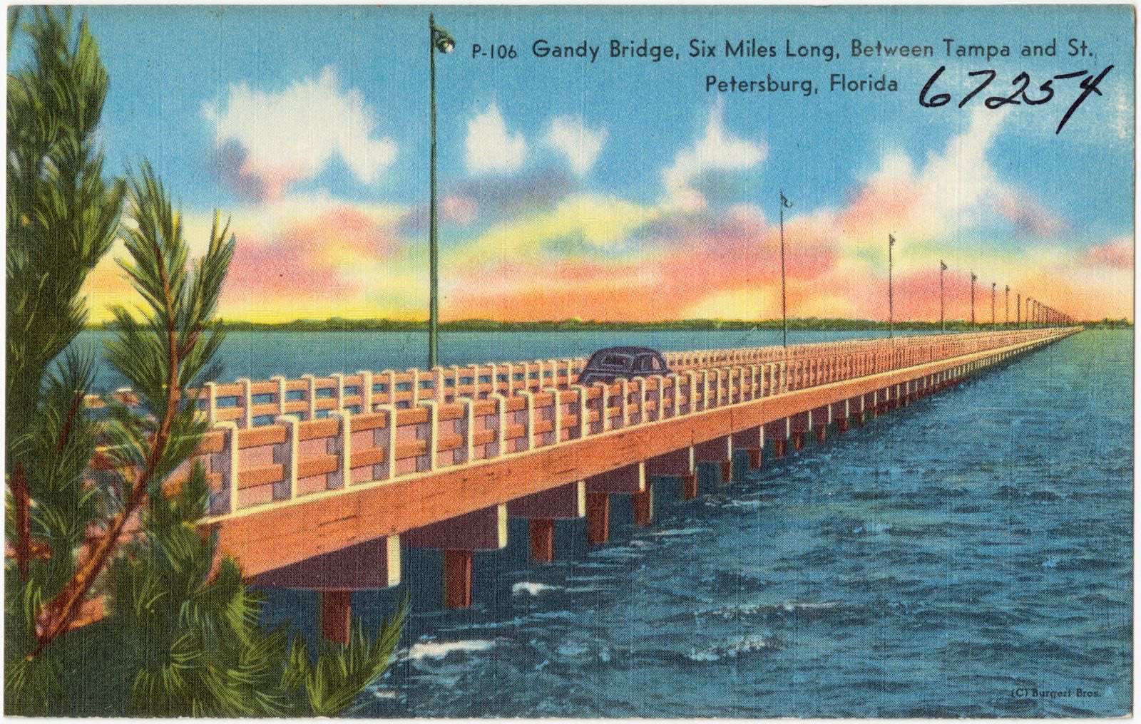 Gandy Bridge, six miles long between Tampa and St. Petersburg, Florida, Boston Public Library - undated