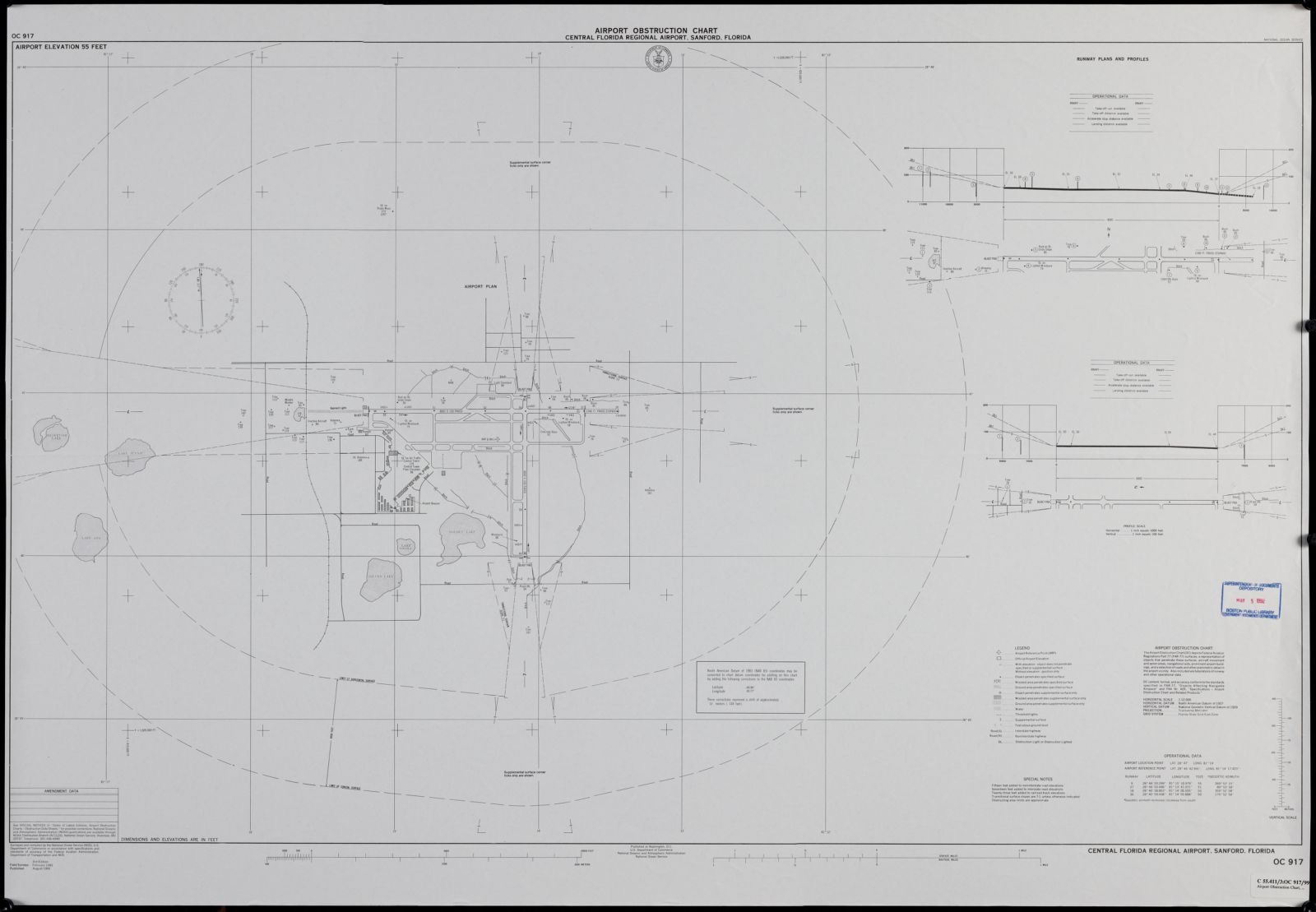 Airport obstruction chart, OC 917, Central Florida Regional Airport, Sanford, Florida, Boston Public Library - undated