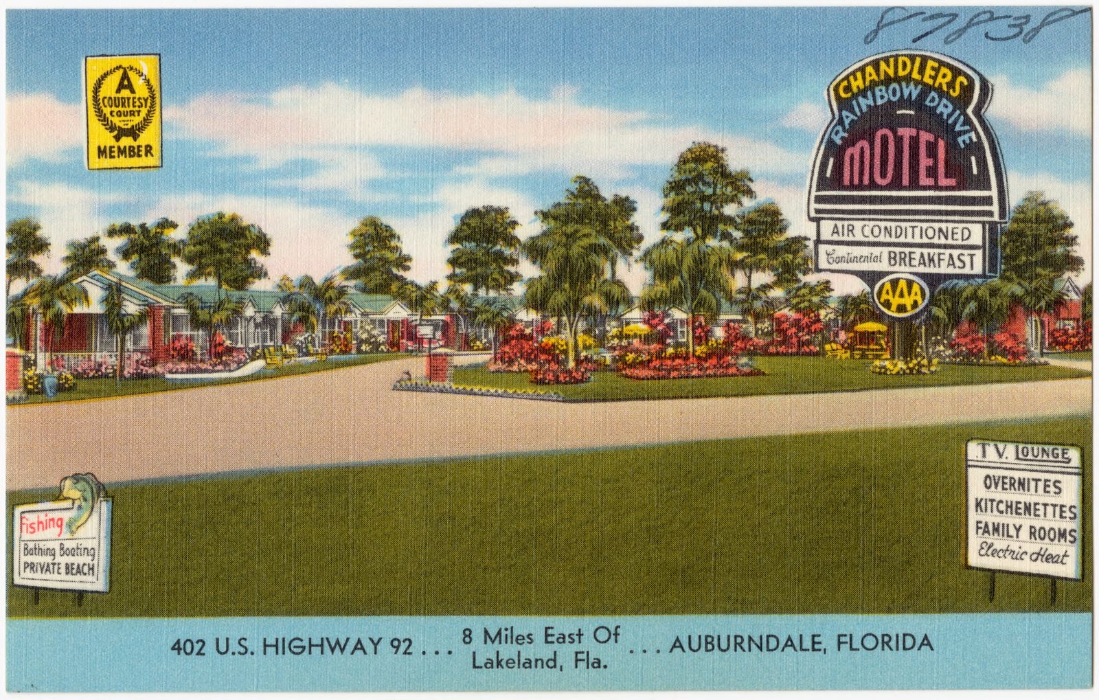 Chandlers' Rainbow Drive Motel, 402 U.S. highway 92, 8 miles east of Lakeland, Fla., Auburndale, Florida, Boston Public Library - undated