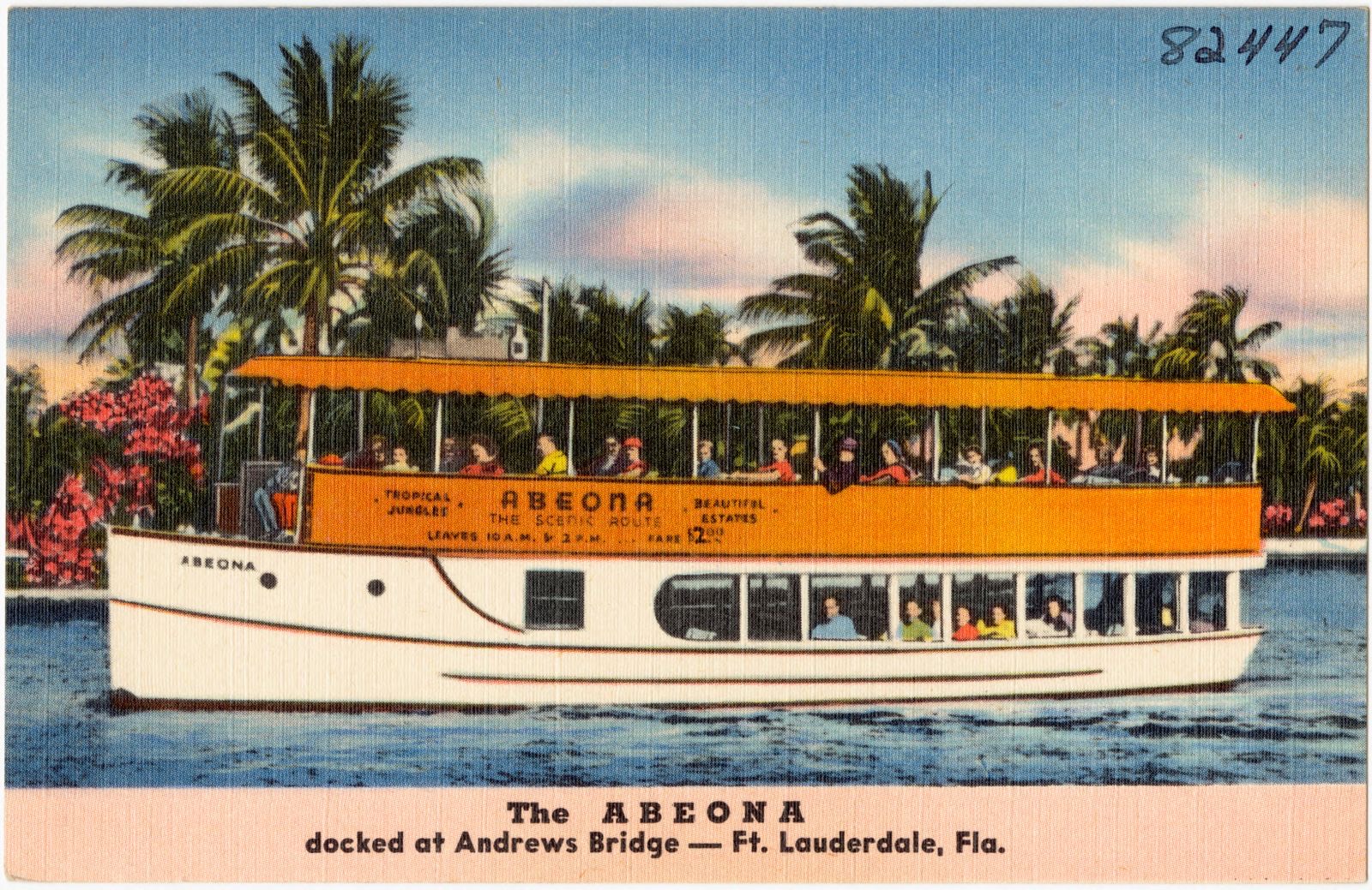 The Abeona, docked at Andrews Bridge, Ft. Lauderdale, Florida, Boston Public Library - undated