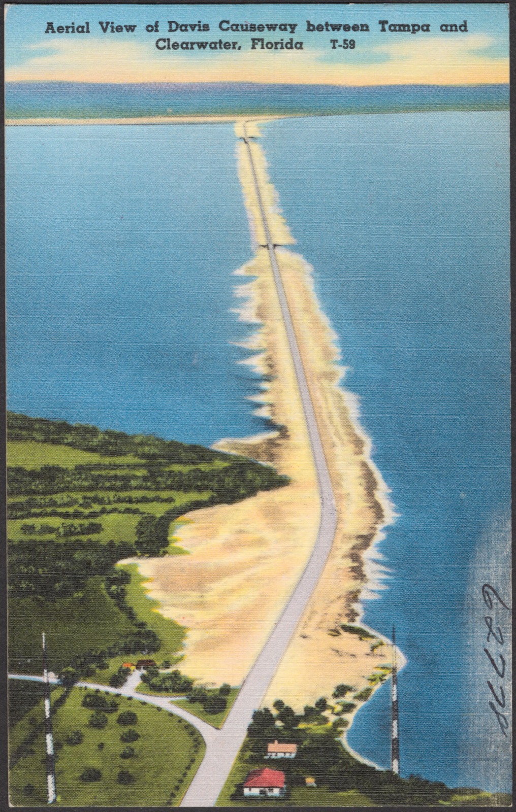 Aerial view of Davis Causeway between Tampa and Clearwater, Florida, Boston Public Library - undated
