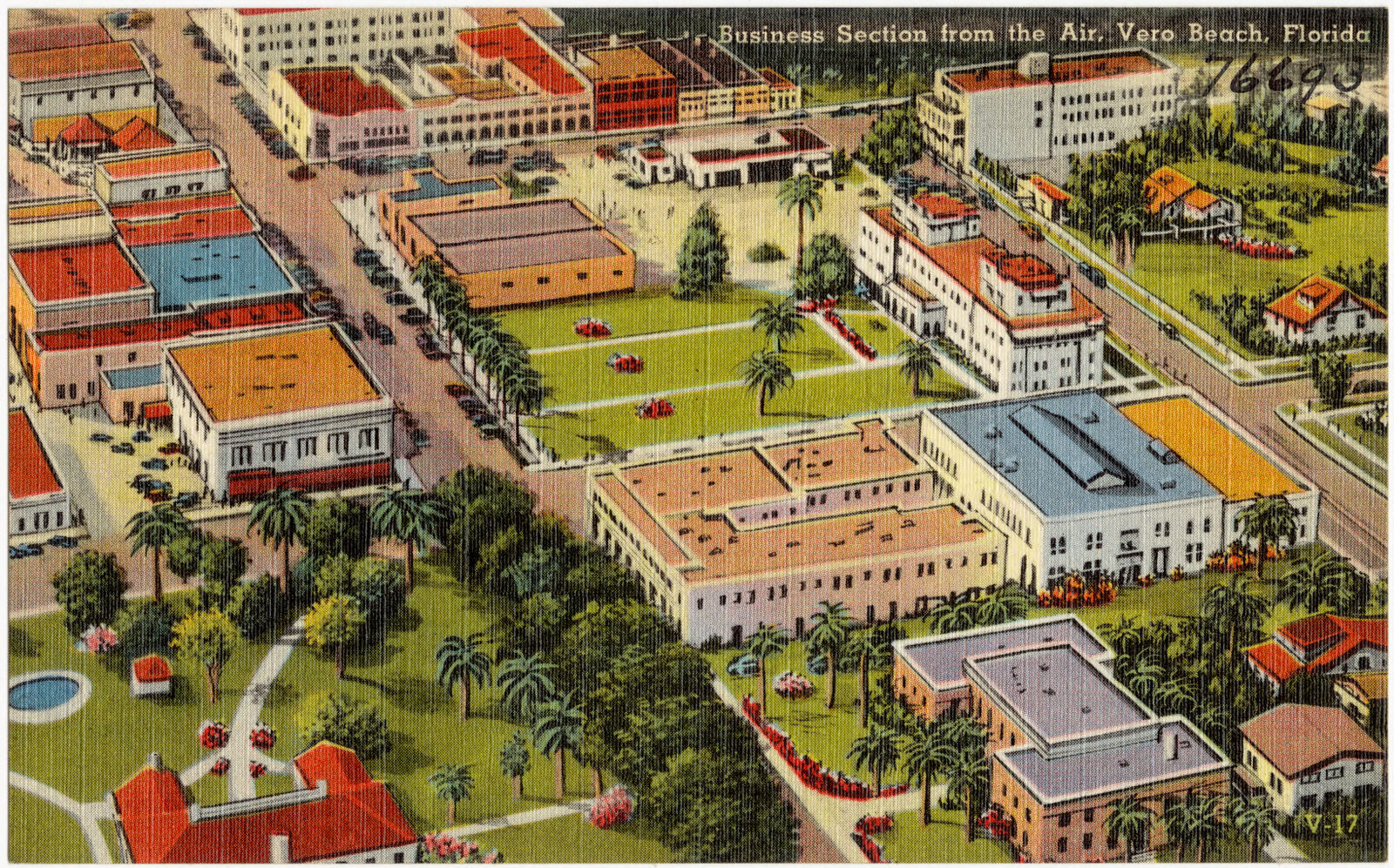 Business section from the air, Vero Beach, Florida, Boston Public Library - undated