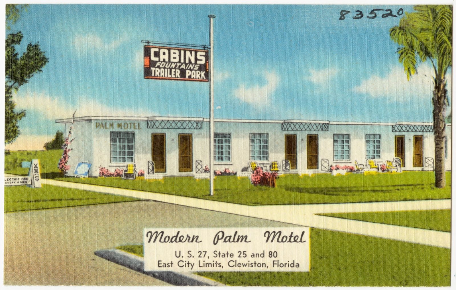 Modern Palm Motel, U.S. 27, state 25 and 8-, east city limits, Clewiston, Florida, Boston Public Library - undated