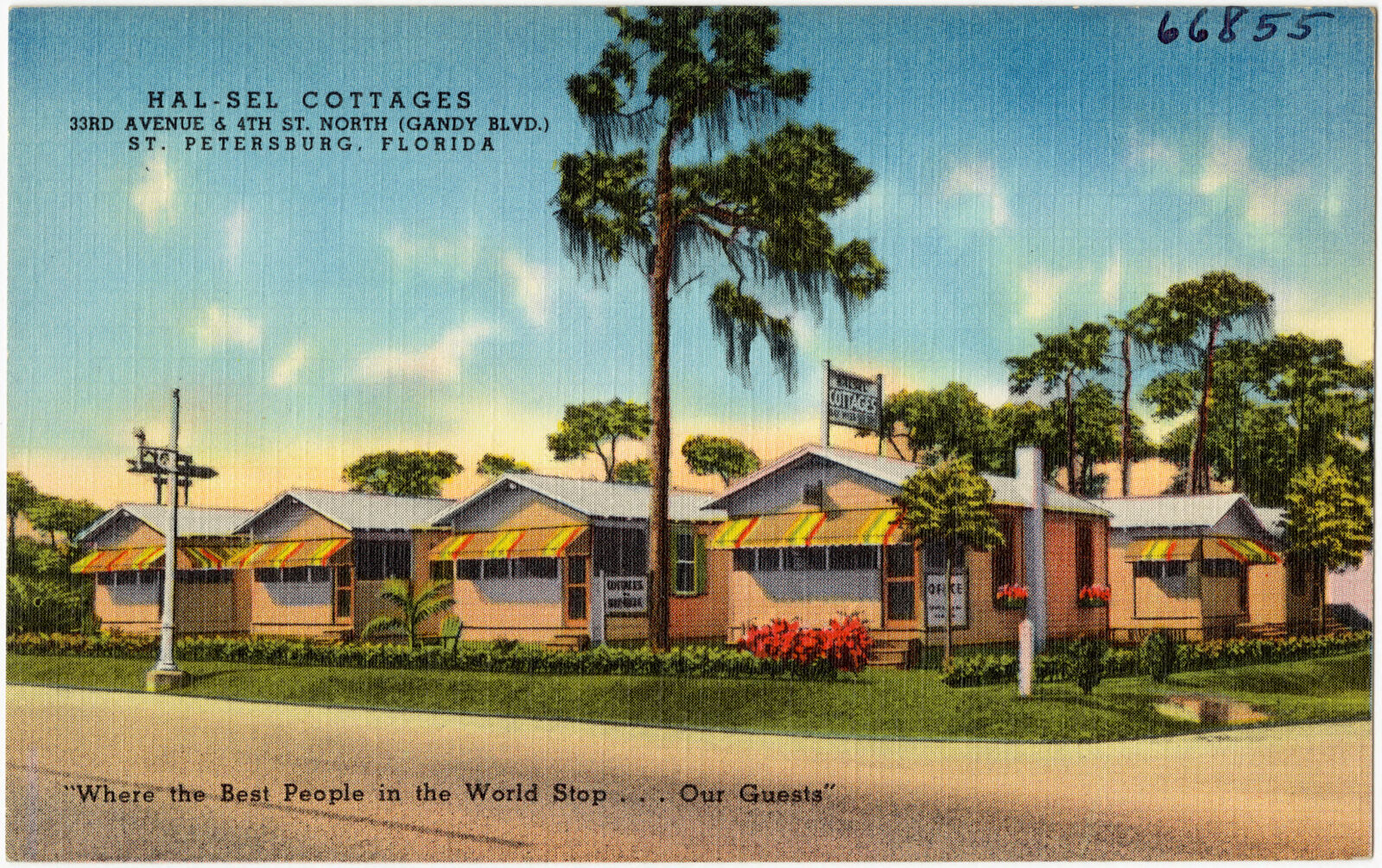 Hal-Sel Cottages, 33rd Avenue & 4th Street North (Gandy Blvd.), St. Petersburg, Florida. "Where the best people in the world stop... our guests", Boston Public Library - undated
