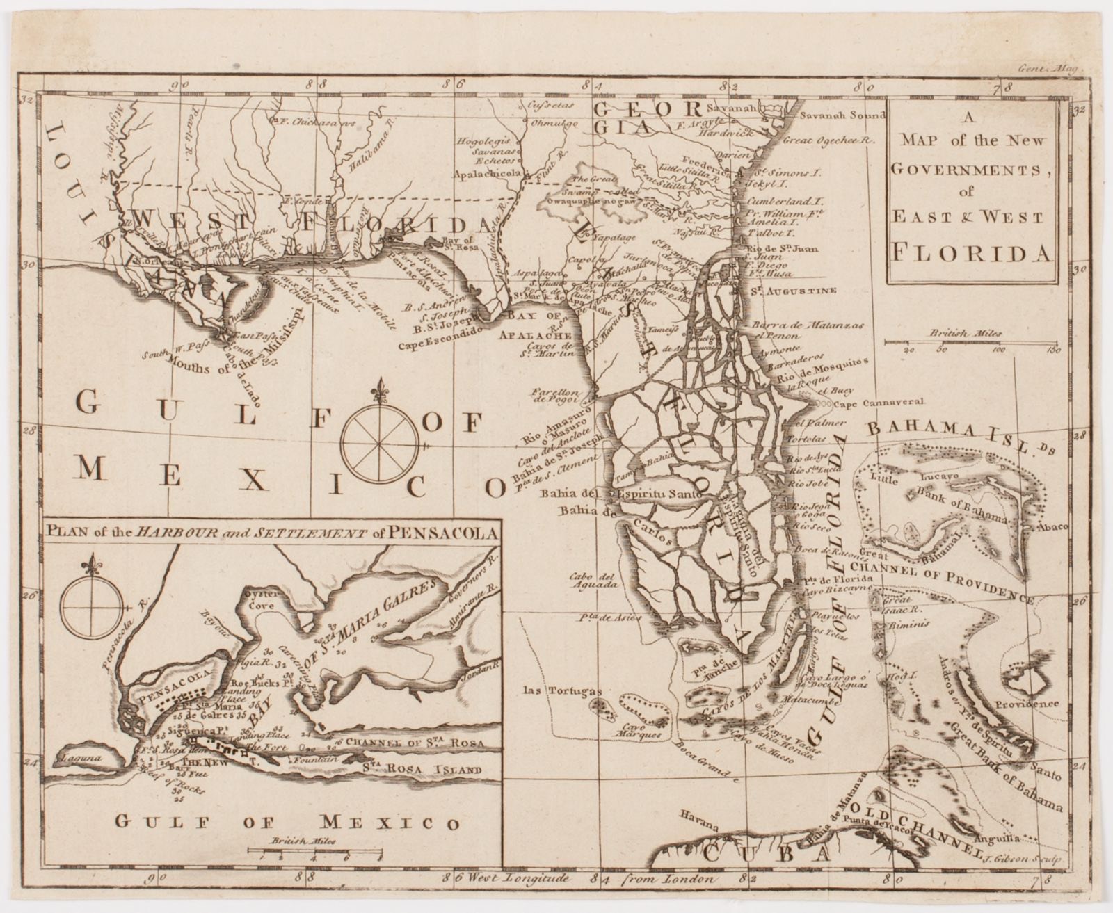 A Map of the new governments, of East & West Florida, American Antiquarian Society - undated