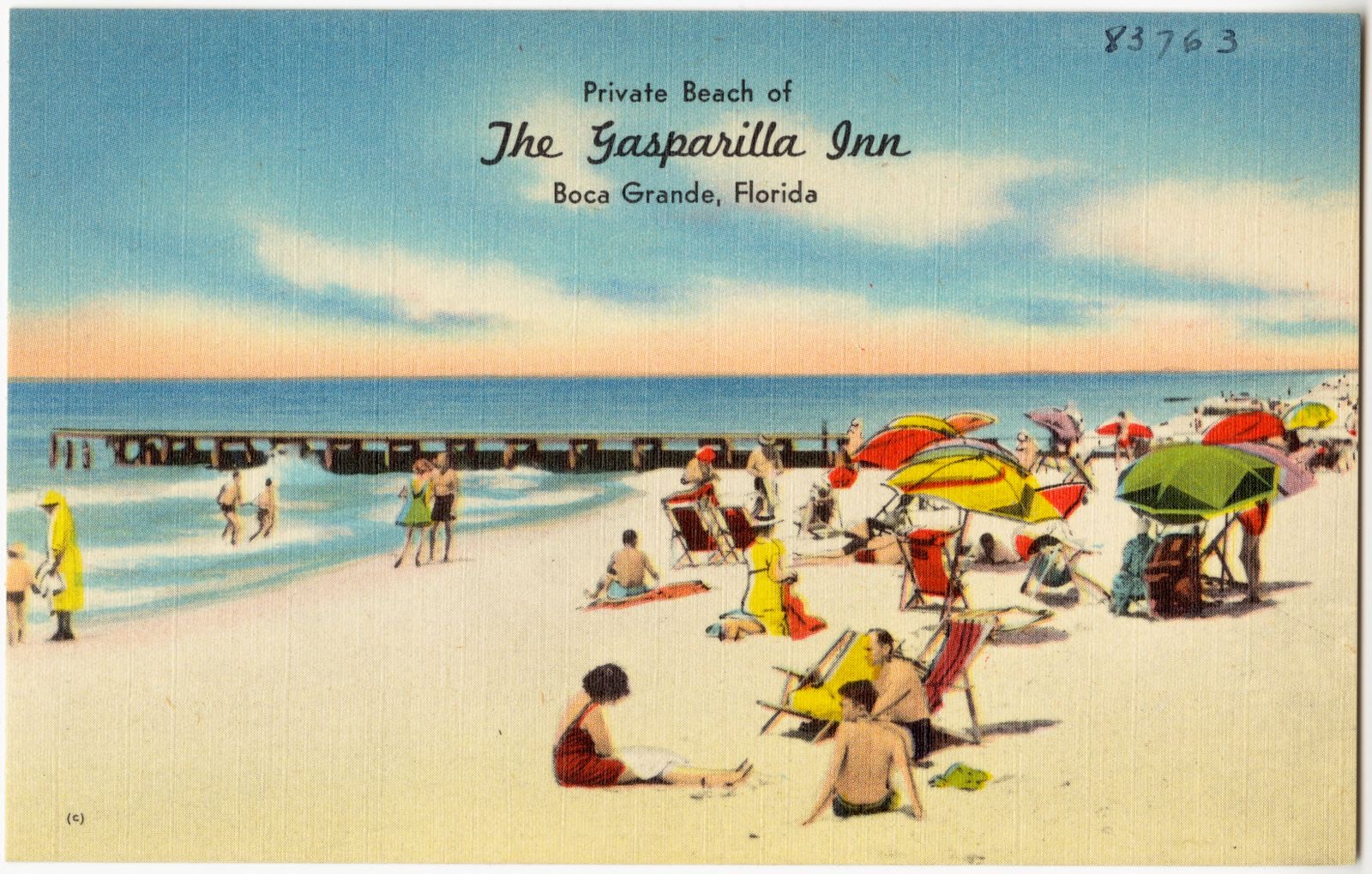 Private beach of The Gasparilla Inn, Boca Grande, Florida, Boston Public Library - undated