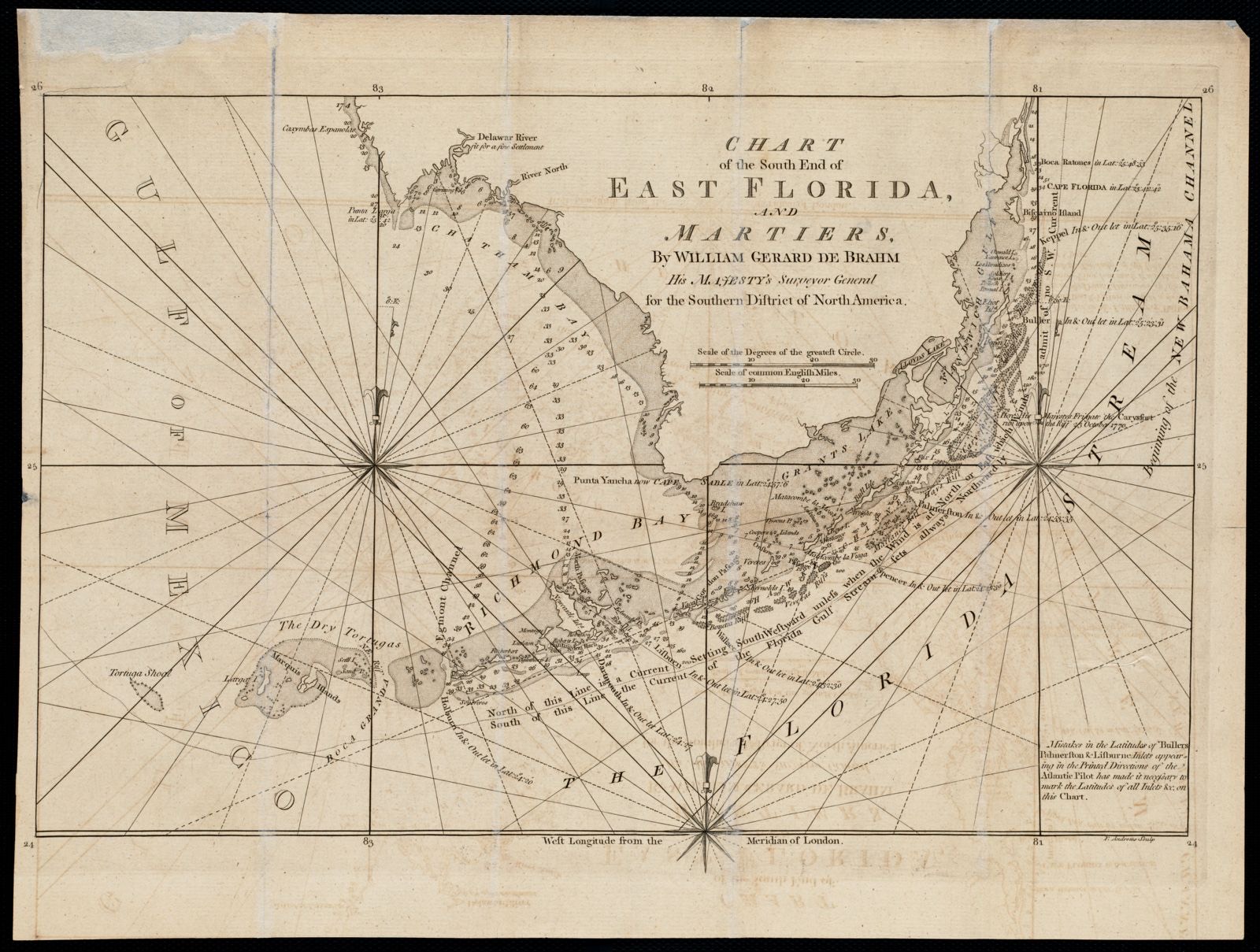 Chart of the South End of East Florida and Martiers, Boston Public Library - undated