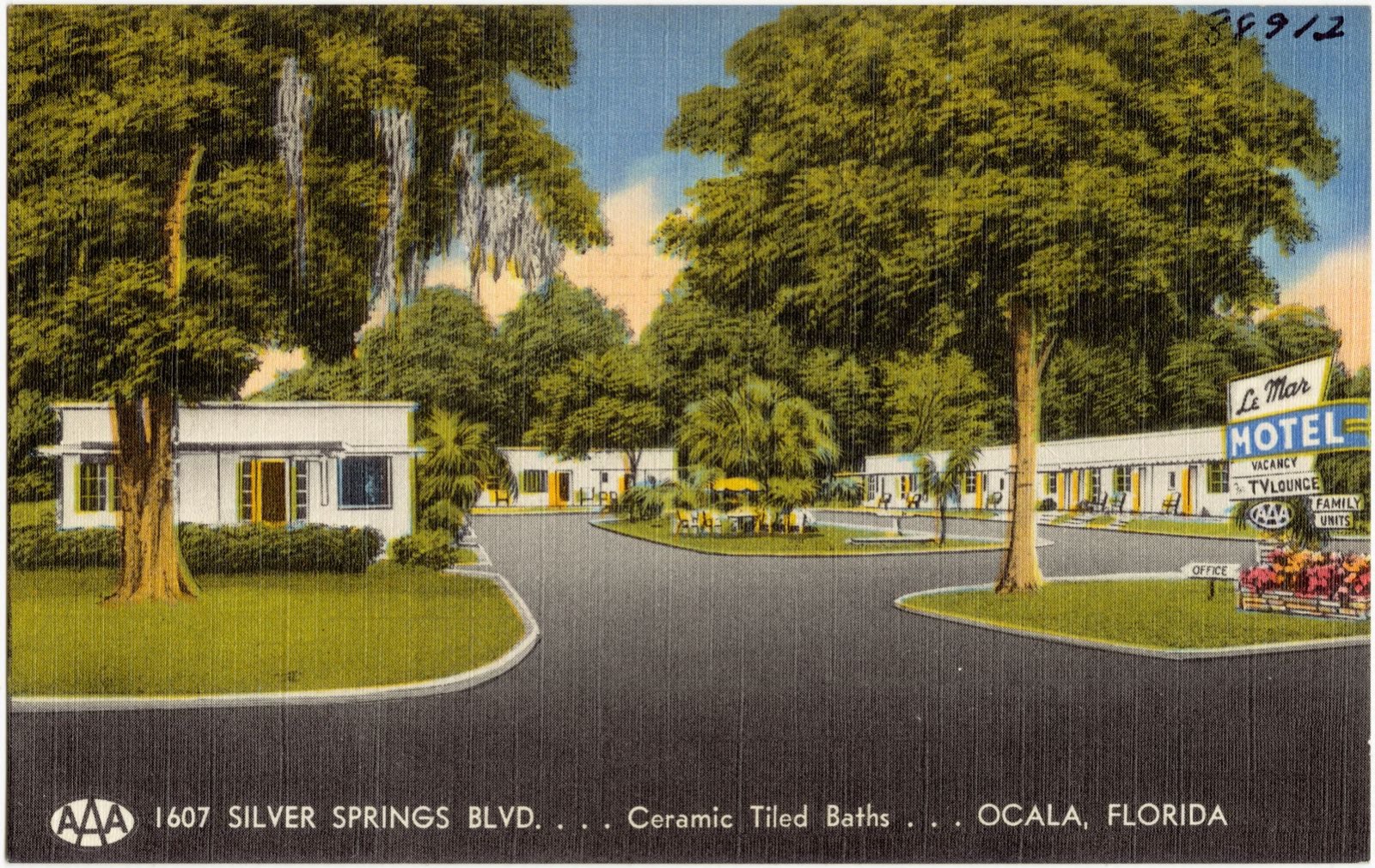 Le Mar Motel, 1607 Silver Springs Blvd, ceramic tiled baths, Ocala, Florida, Boston Public Library - undated