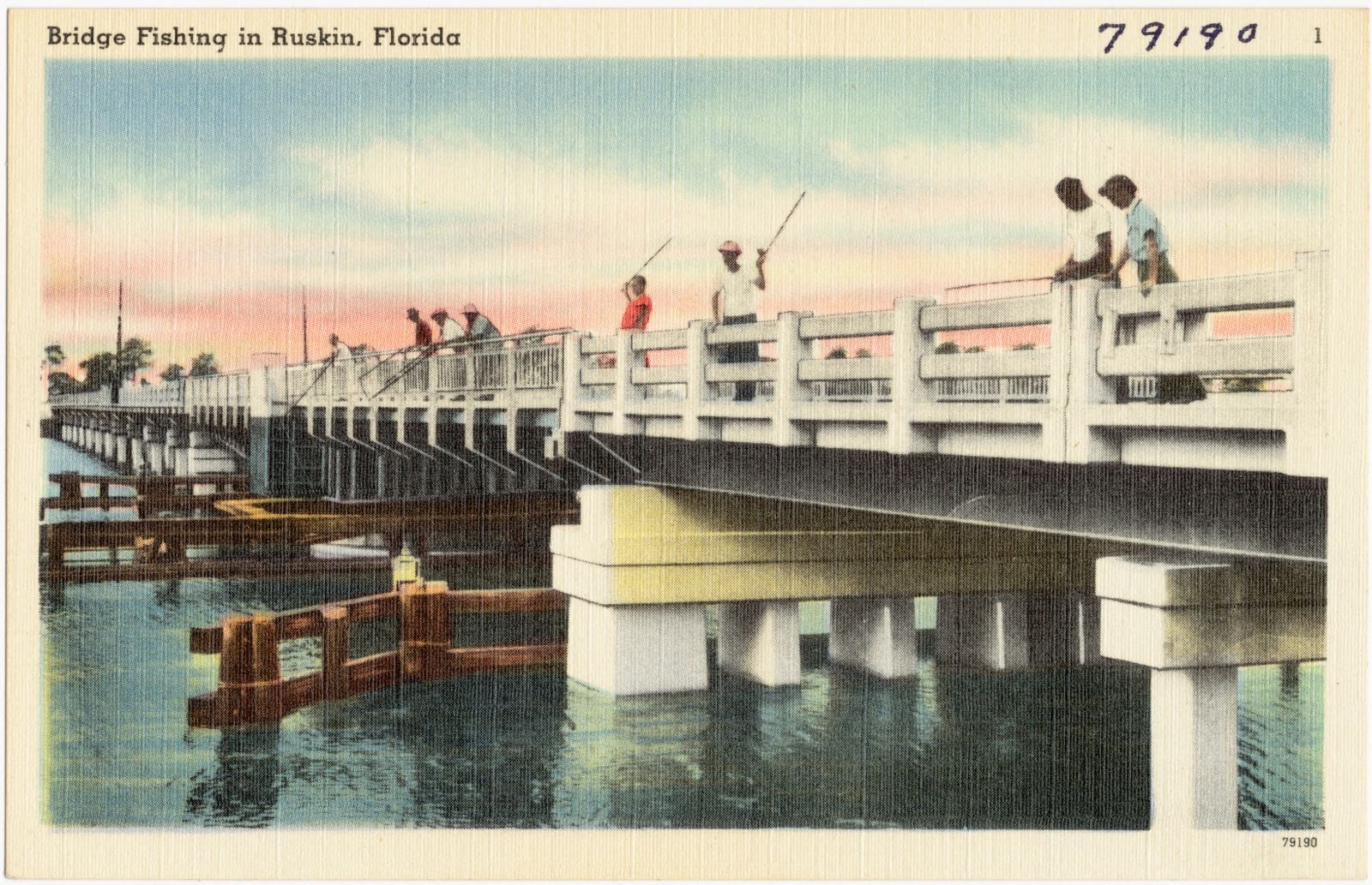 Bridge fishing in Ruskin, Florida, Boston Public Library - undated