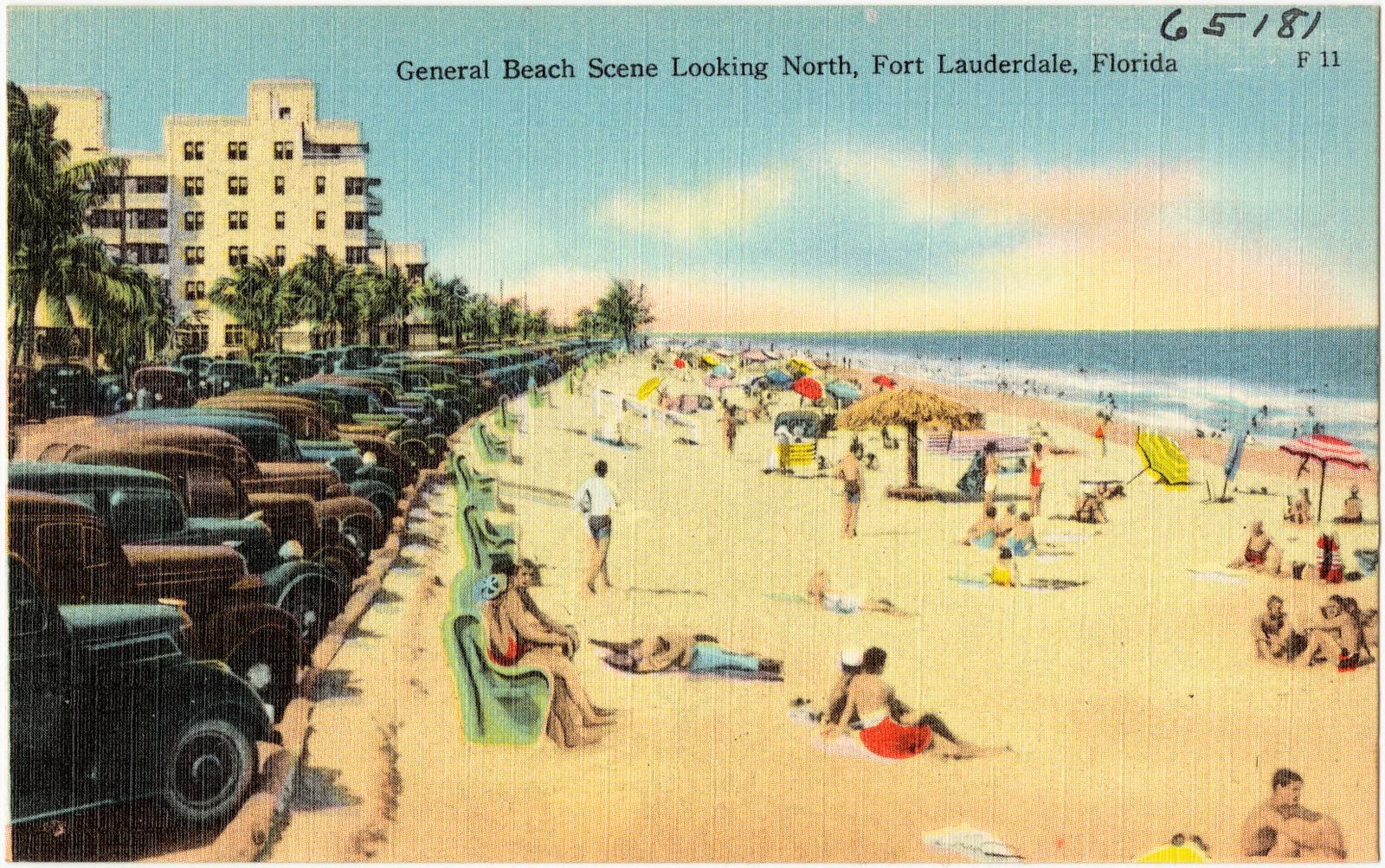 General beach scene looking north, Fort Lauderdale, Florida, Boston Public Library - undated