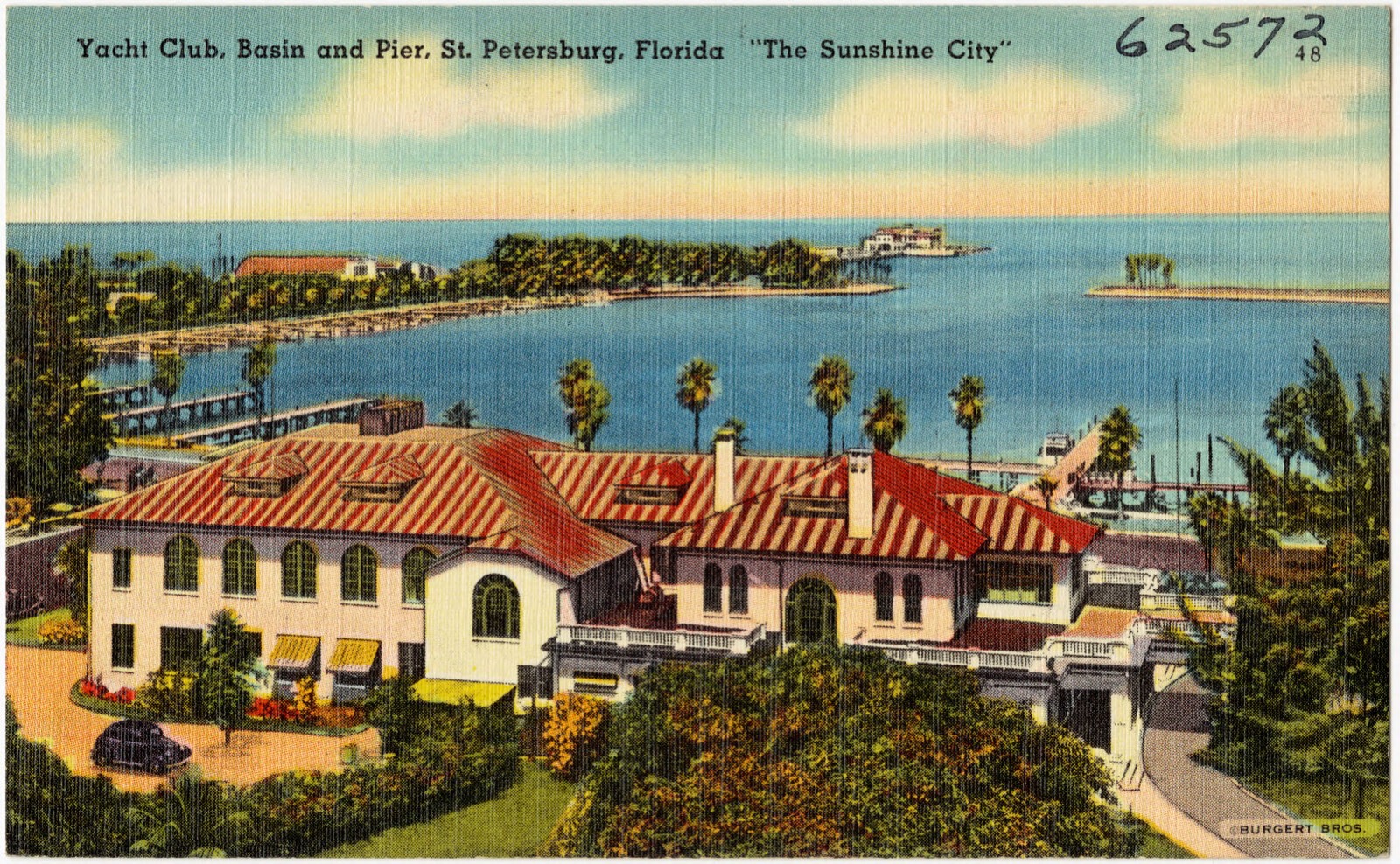 Yacht club, basin, and pier, St. Petersburg, Florida, "the sunshine city", Boston Public Library - undated