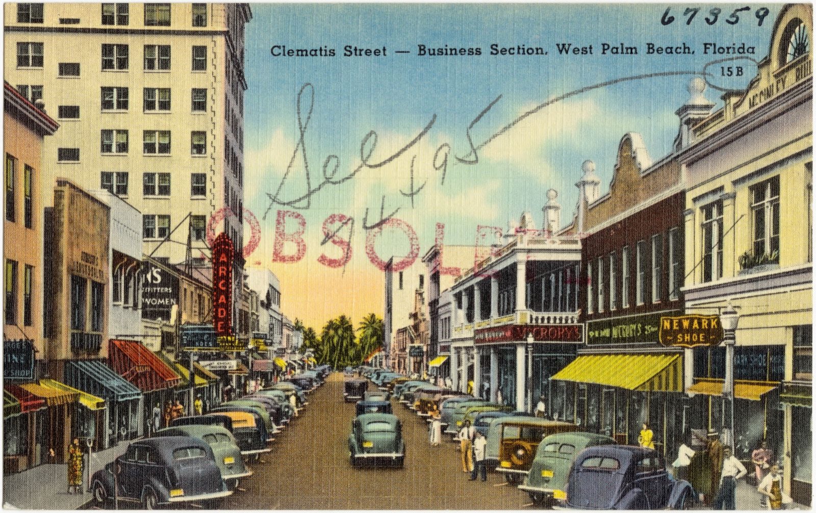Clematis Street- Business section, West Palm Beach, Florida, Boston Public Library - undated