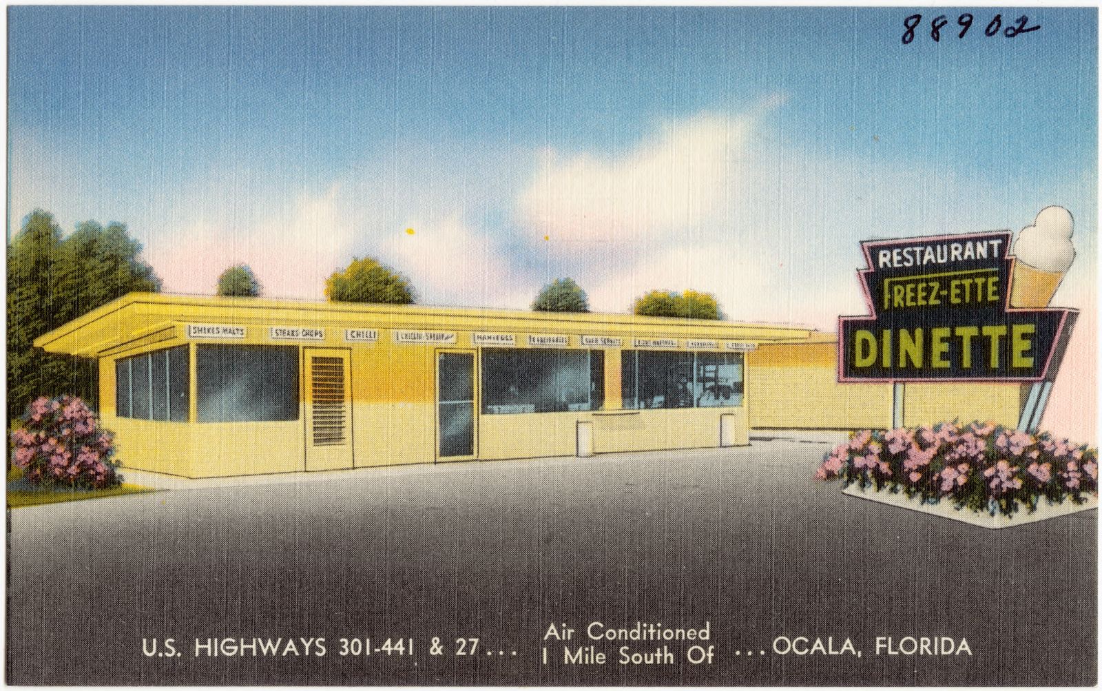 Restaurant Freeze-ette Dinette, air-conditioned, U.S. highways 301-441 and 27, 1 mile south of Ocala, Florida, Boston Public Library - undated
