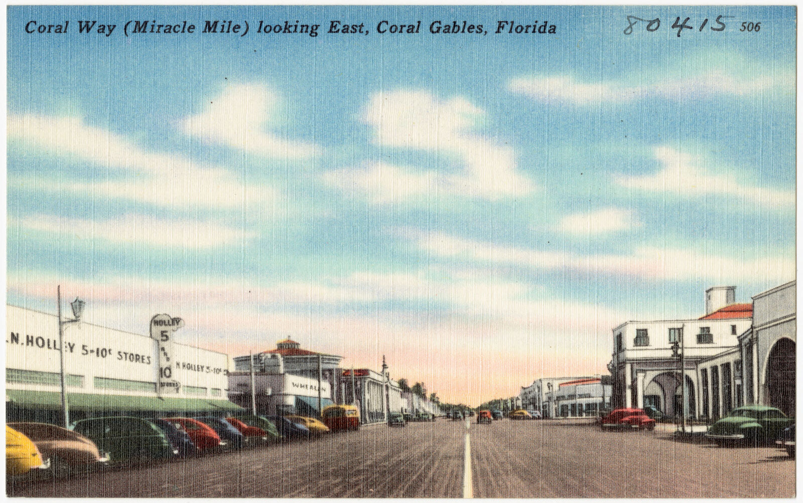 Coral Way (miracle mile) looking east, Coral Gables, Florida, Boston Public Library - undated
