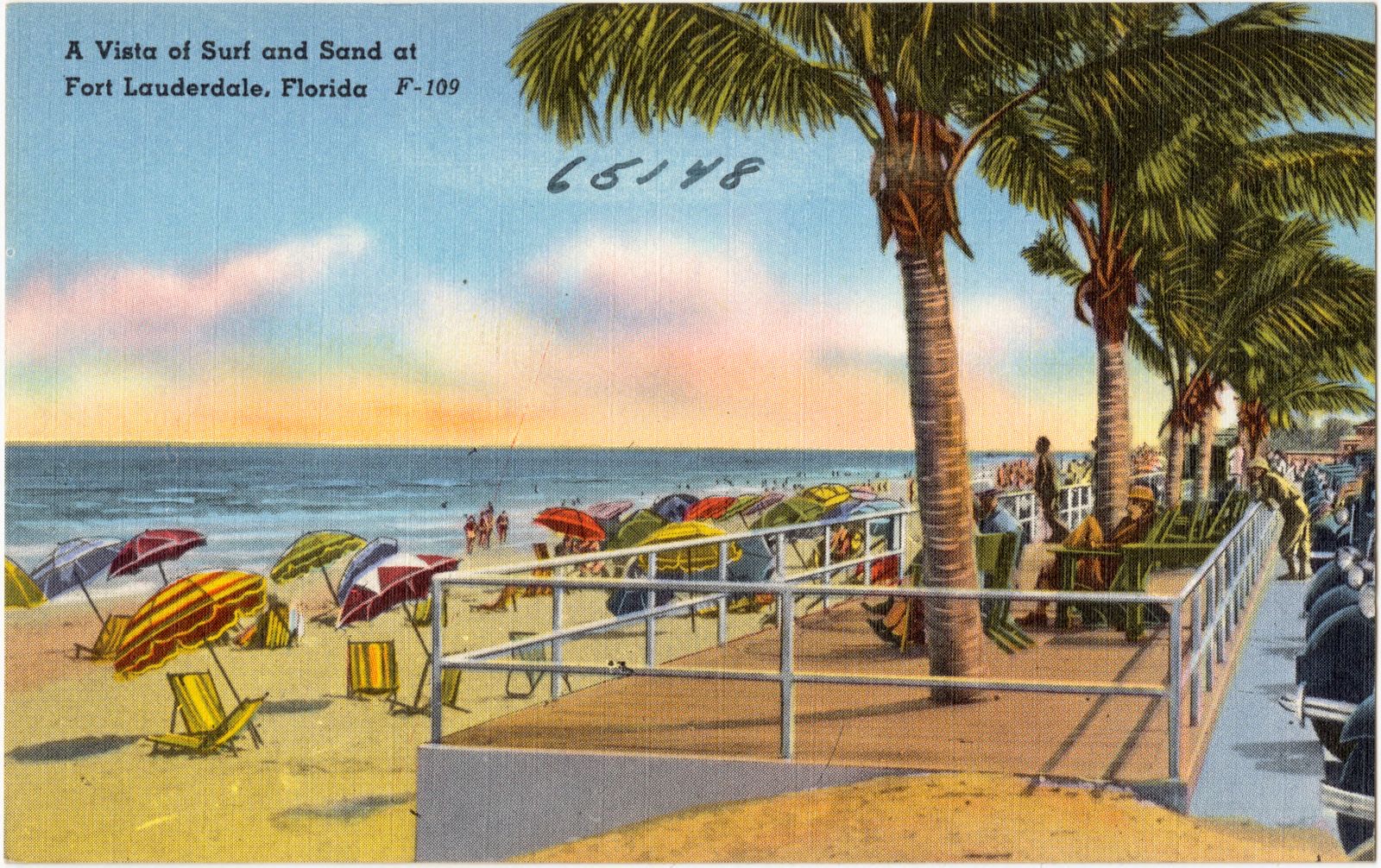 A vista of surf and sand at Fort Lauderdale, Florida, Boston Public Library - undated