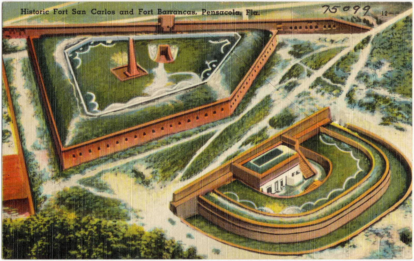 Historic Fort San Carlos and Fort Barrancas, Pensacola, Florida, Boston Public Library - undated