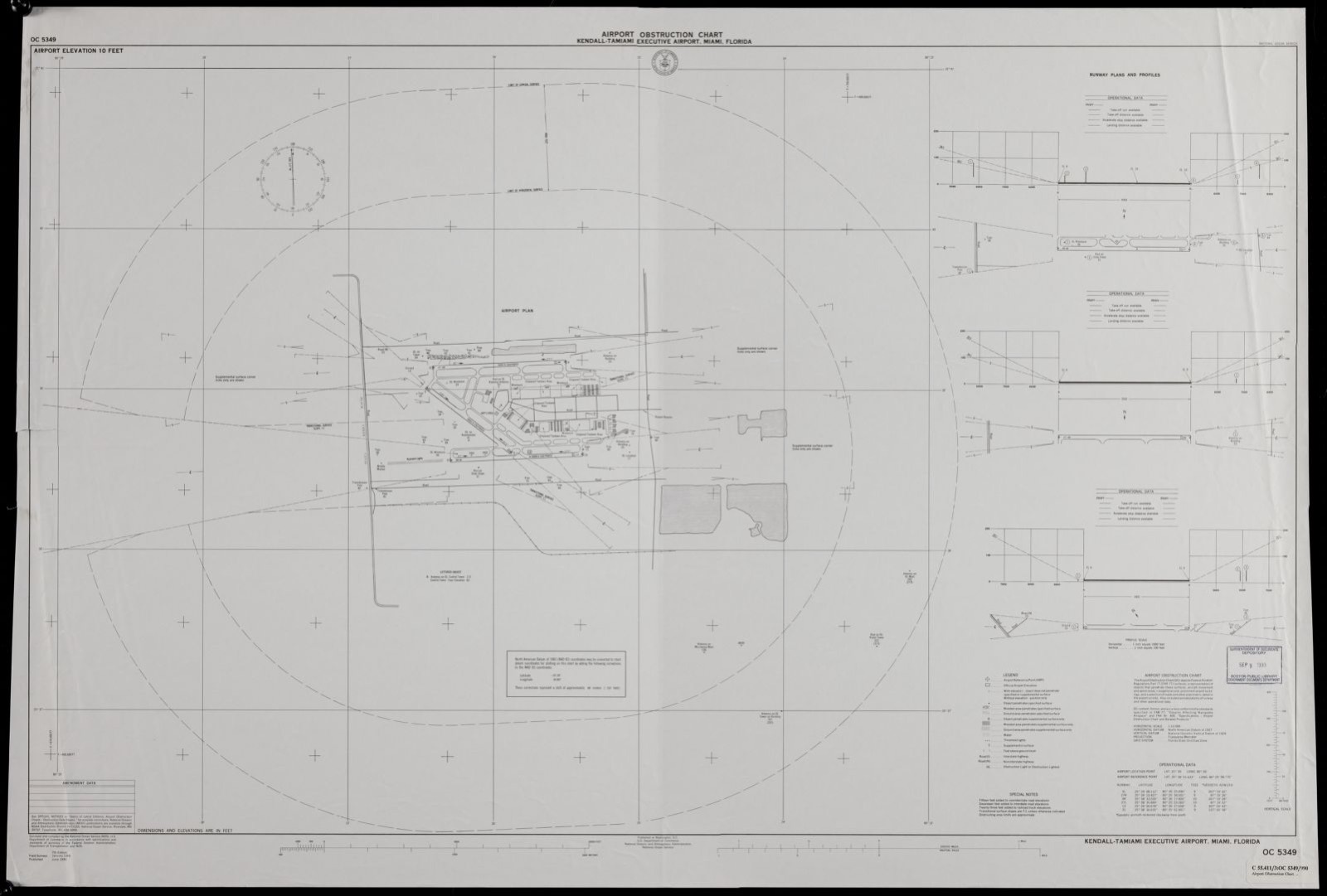 Airport obstruction chart, OC 5349, Kendall-Tamiami Executive Airport, Miami, Florida, Boston Public Library - undated