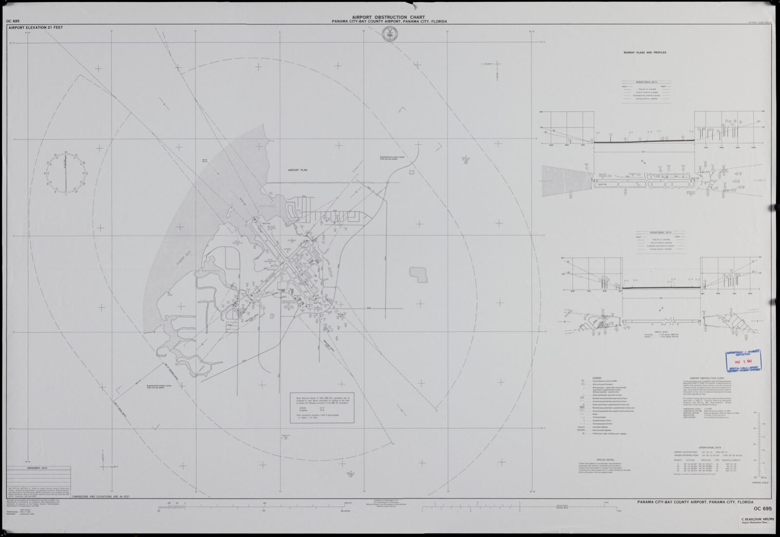 Airport obstruction chart, OC 695, Panama City-Bay County Airport, Panama City, Florida, Boston Public Library - undated