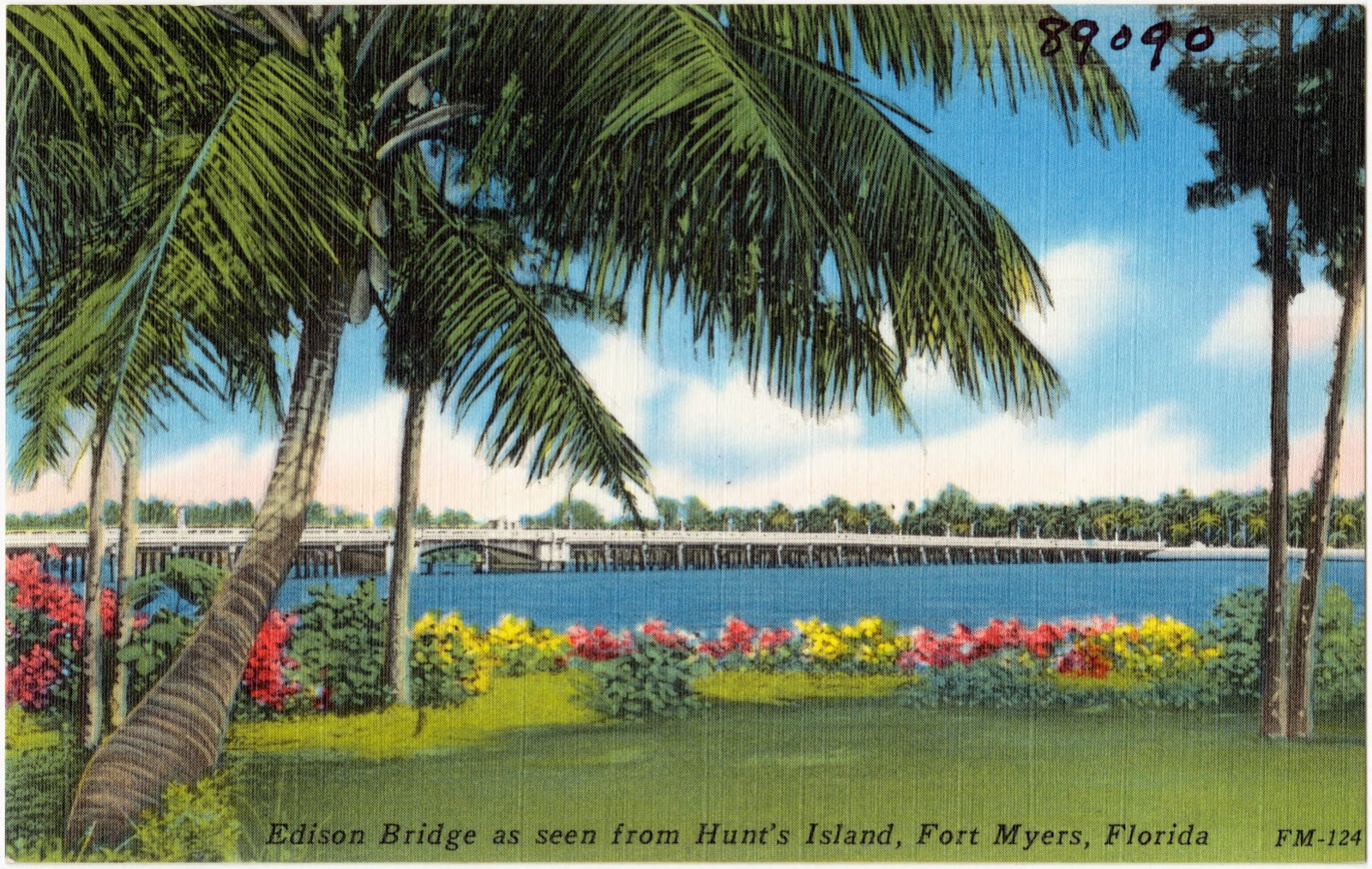 Edison Bridge as seen from Hunt's Island, Fort Myers, Florida, Boston Public Library - undated