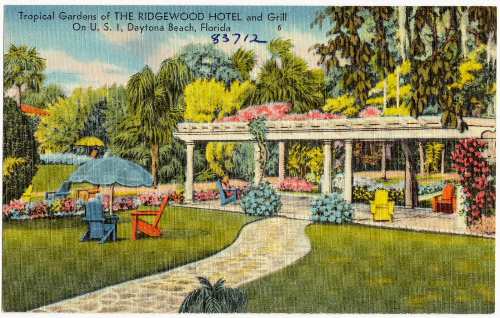 Tropical gardens of the Ridgewood Hotel and Grill, on U.S. 1, Daytona Beach, Florida, Boston Public Library - undated