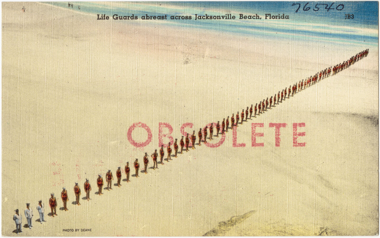 Life guards abreast across Jacksonville Beach, Florida, Boston Public Library - undated
