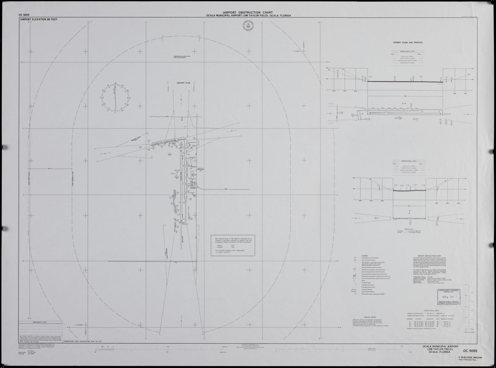 Airport obstruction chart, OC 5055, Ocala Municipal Airport (Jimmy Taylor Field), Ocala, Florida, Boston Public Library - undated