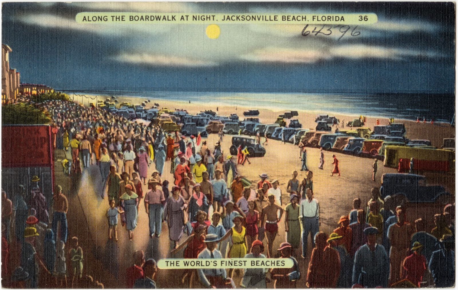 Along the boardwalk at night, Jacksonville Beach, Florida, Boston Public Library - undated